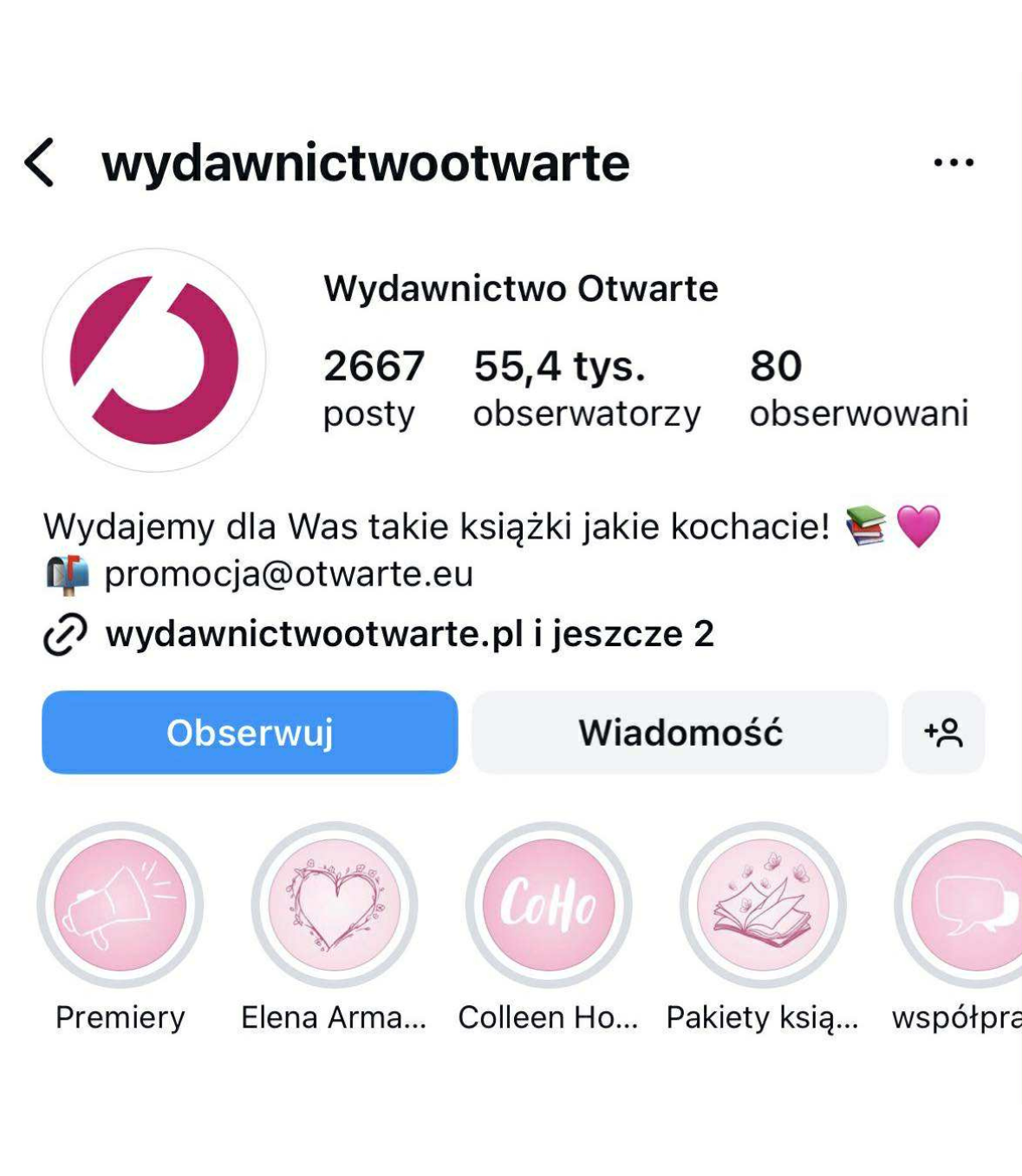 Wydawnictwo Otwarte - Instagram